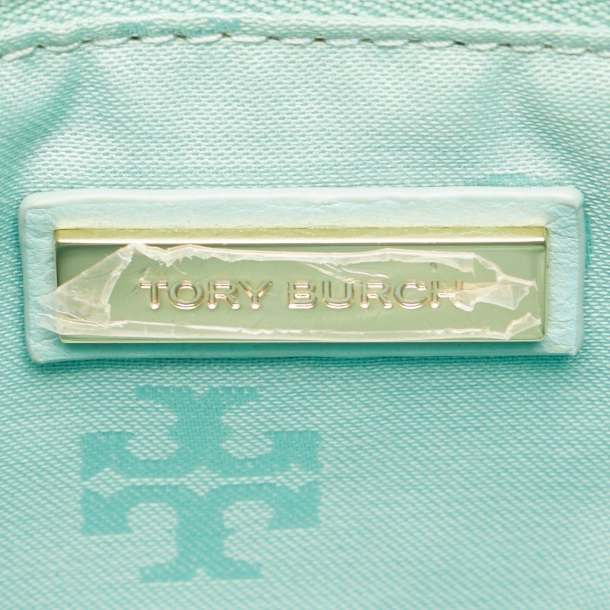 Tory Burch Quilted Chain Tote Bag Mint Green Leather Women's