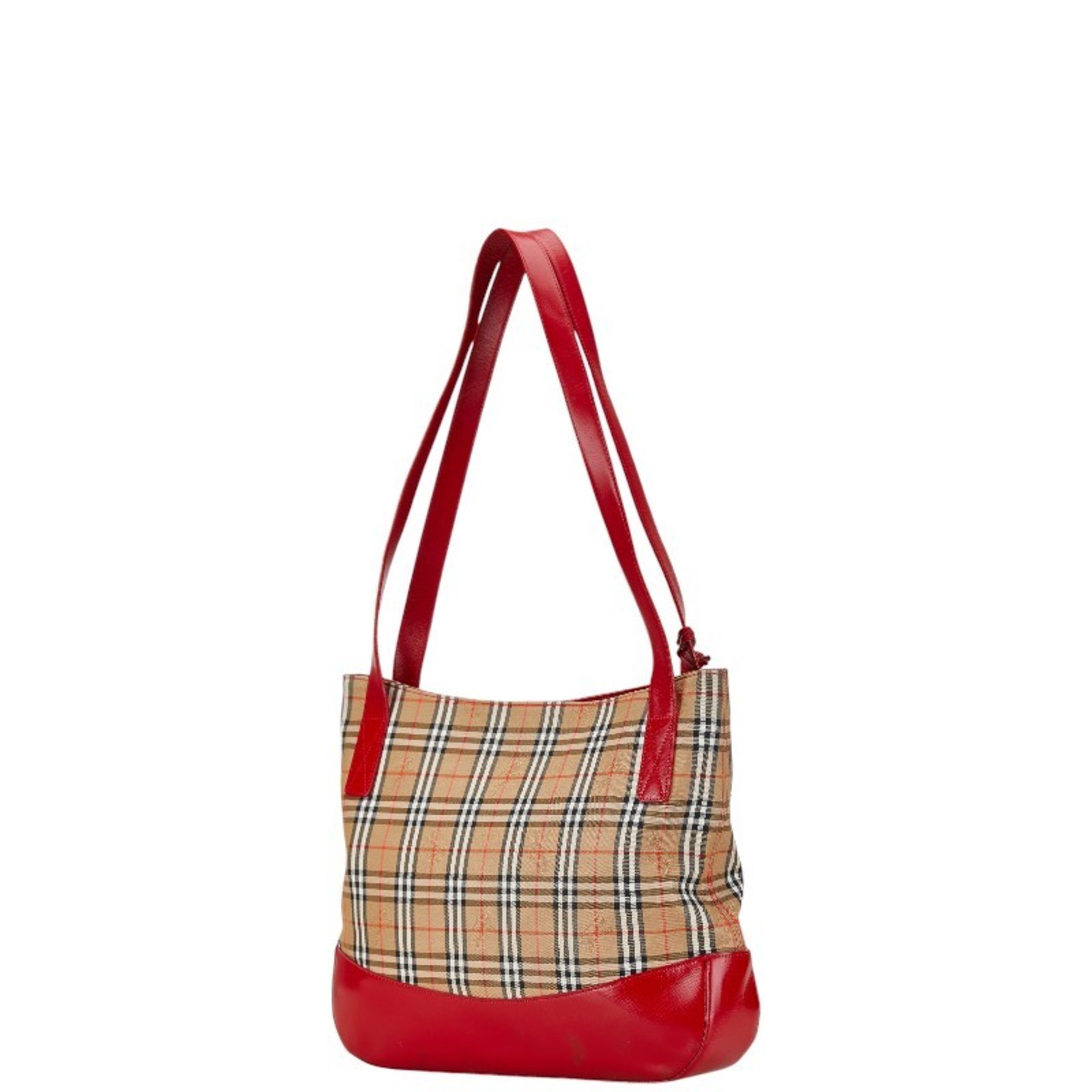 Burberry Nova Check Shadow Horse Tote Bag Shoulder Beige Red Canvas Leather Women's BURBERRY