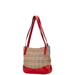 Burberry Nova Check Shadow Horse Tote Bag Shoulder Beige Red Canvas Leather Women's BURBERRY