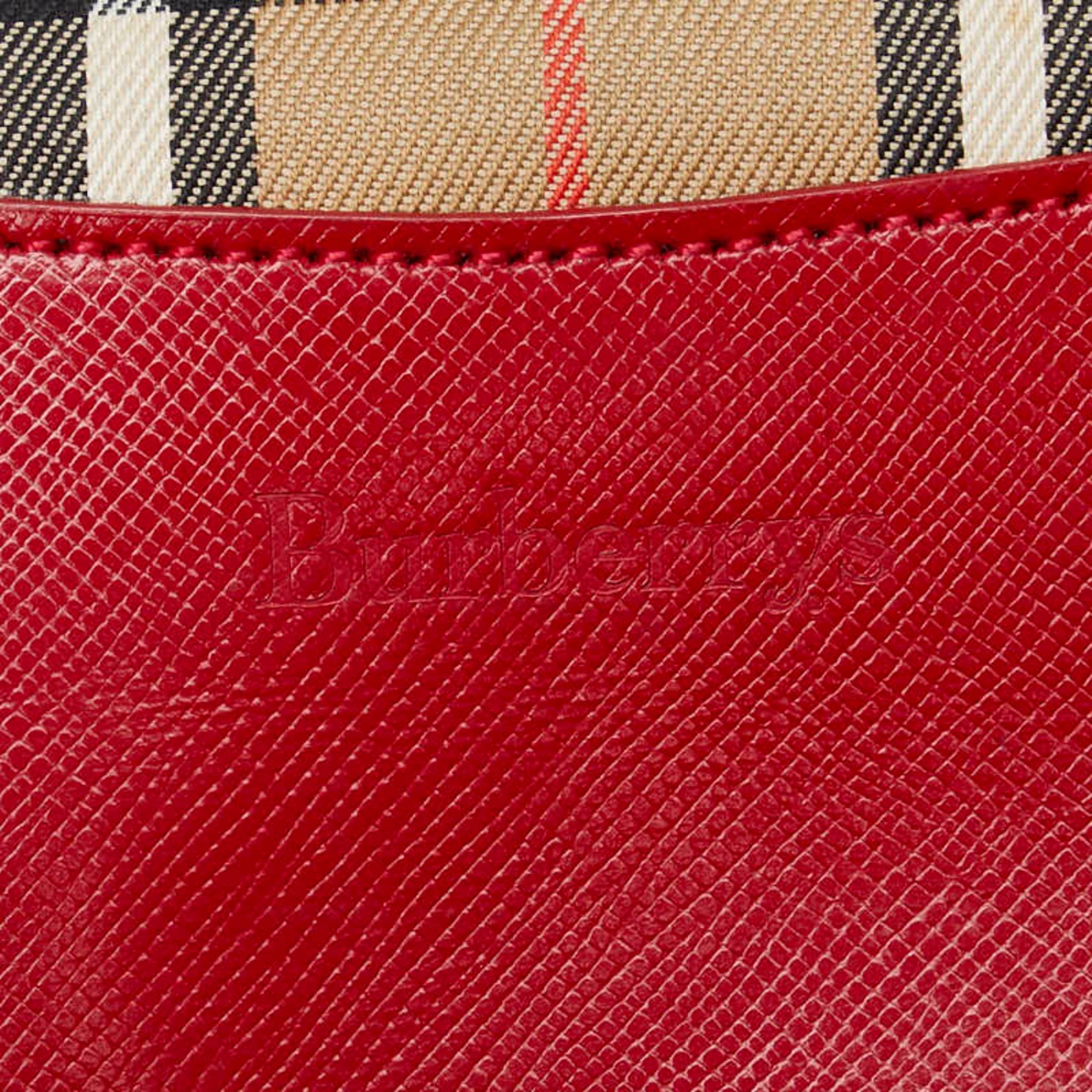 Burberry Nova Check Shadow Horse Tote Bag Shoulder Beige Red Canvas Leather Women's BURBERRY