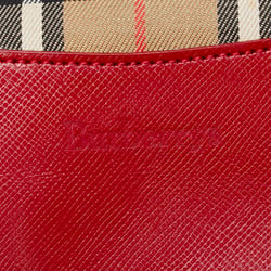 Burberry Nova Check Shadow Horse Tote Bag Shoulder Beige Red Canvas Leather Women's BURBERRY