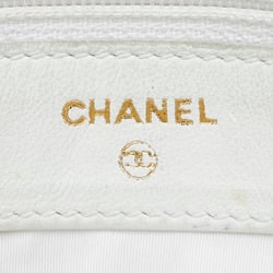 CHANEL Coco Mark Bi-fold Wallet Pouch White Caviar Skin Women's