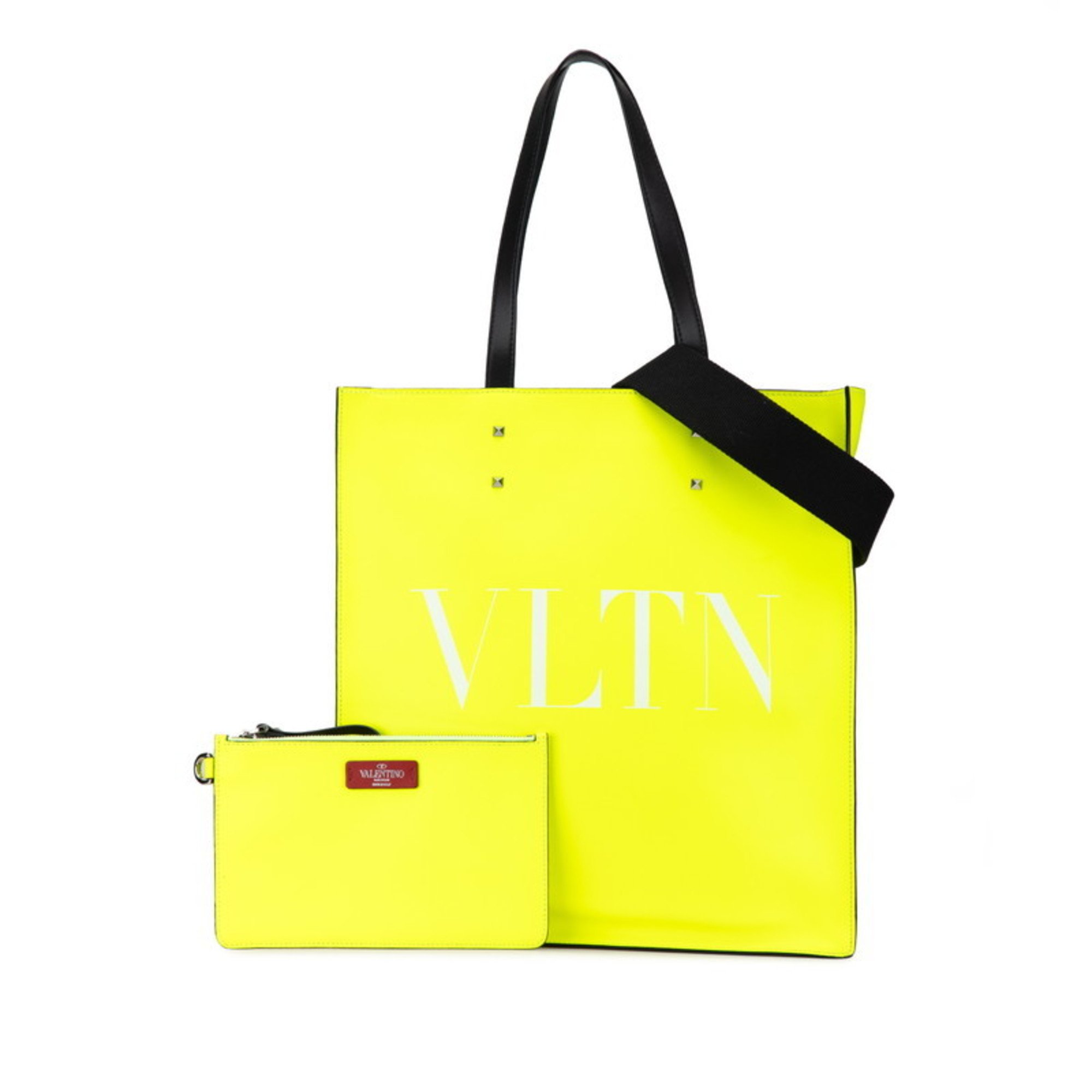 Valentino VLTN Studded Tote Bag Shoulder Yellow Leather Women's VALENTINO