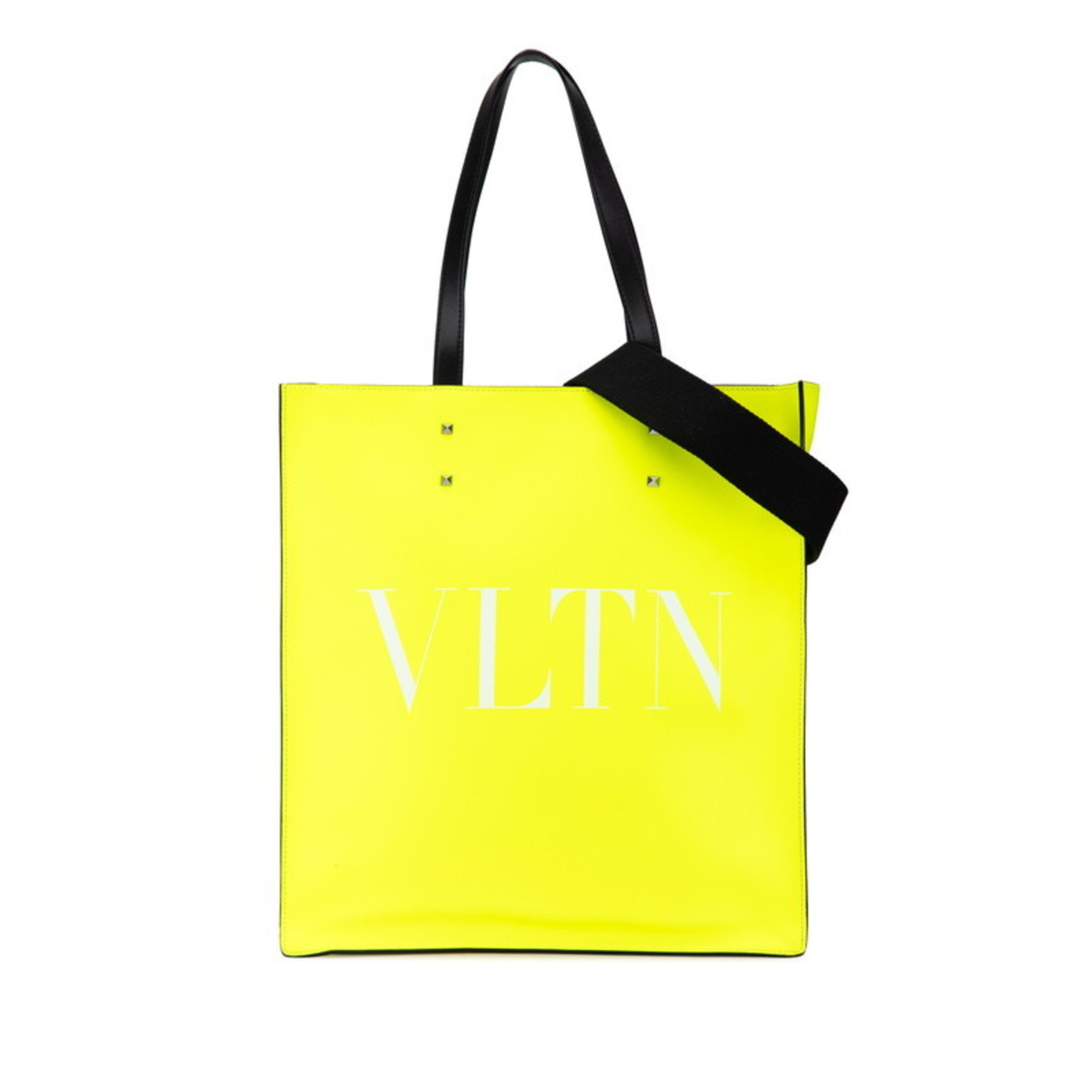 Valentino VLTN Studded Tote Bag Shoulder Yellow Leather Women's VALENTINO