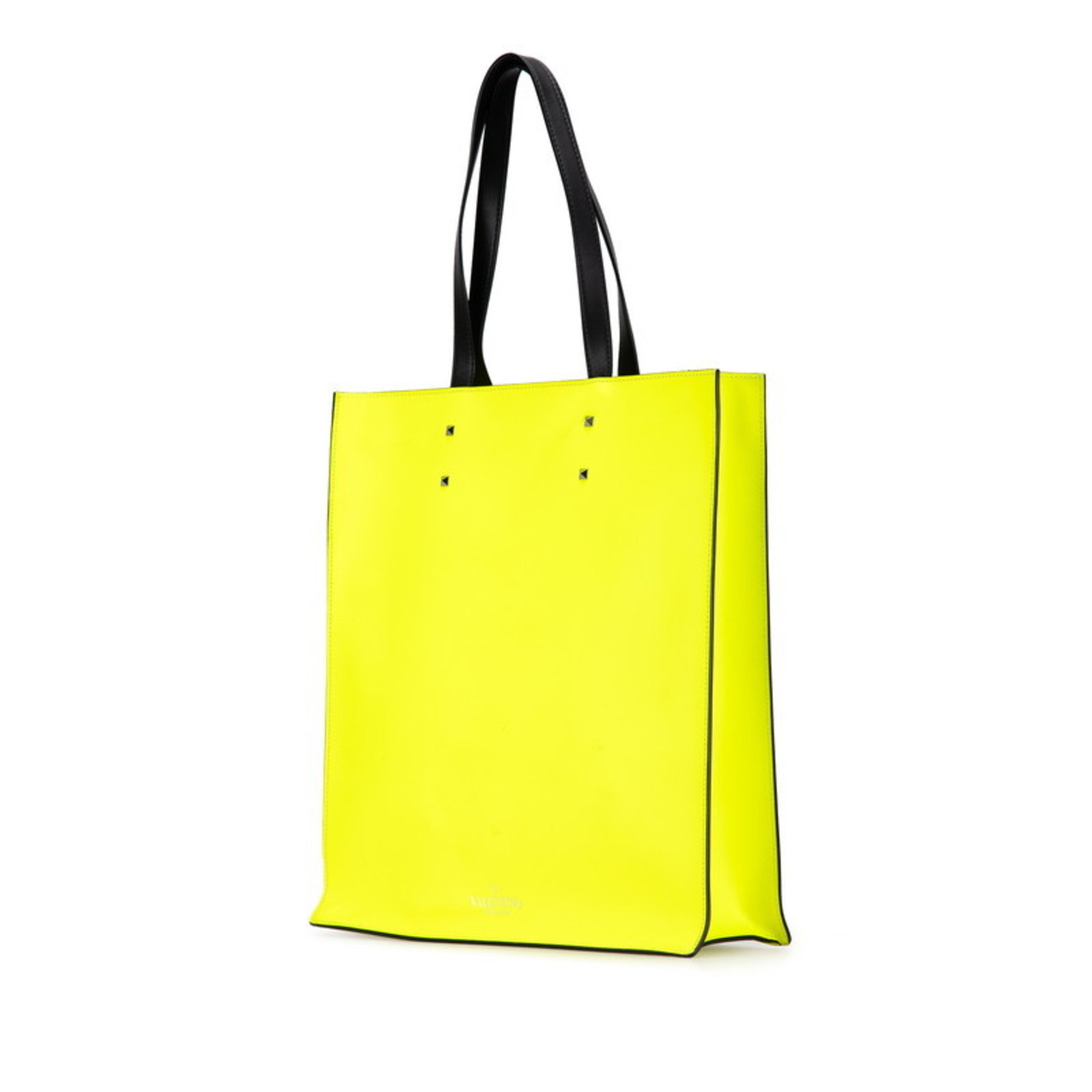 Valentino VLTN Studded Tote Bag Shoulder Yellow Leather Women's VALENTINO