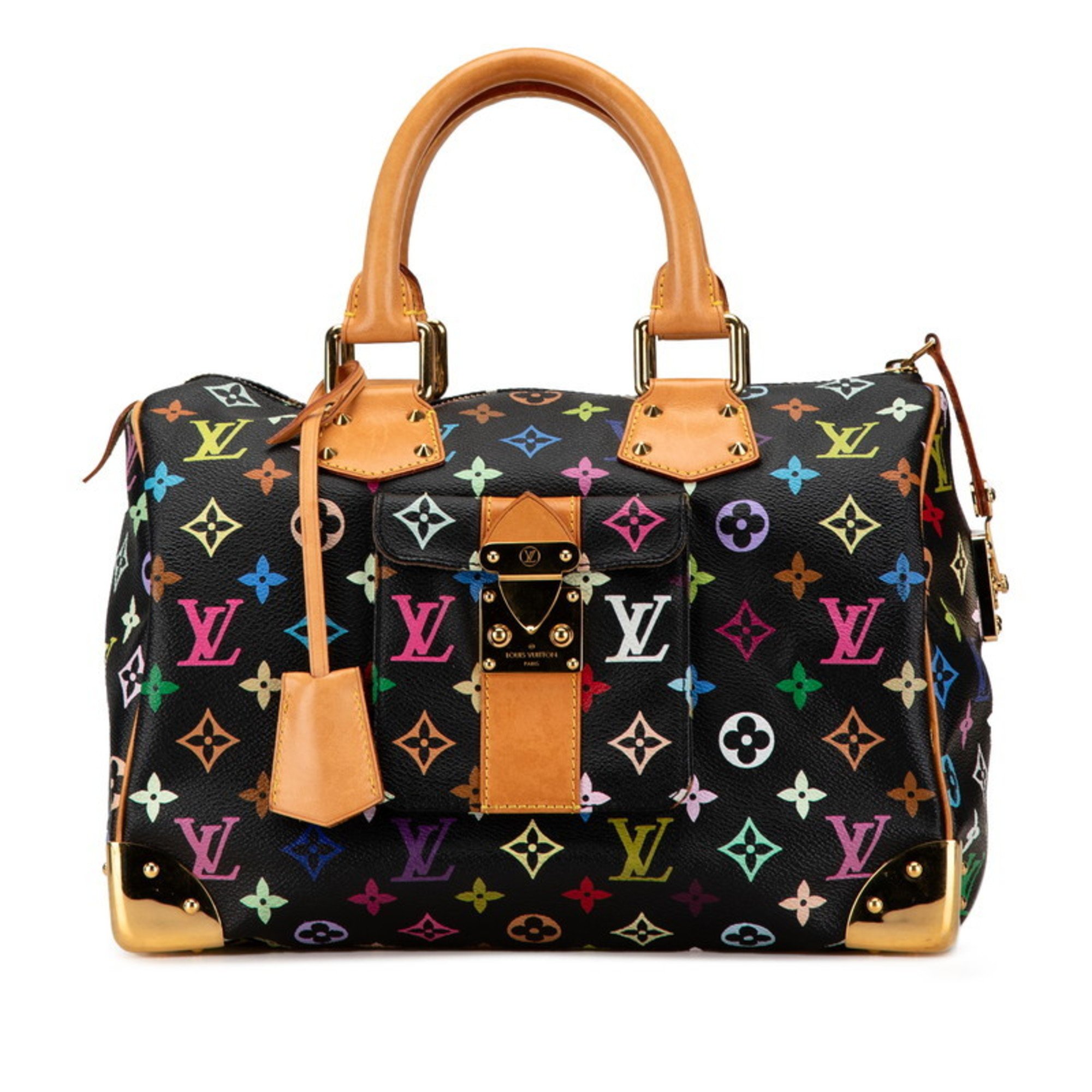 Louis Vuitton Monogram Multicolor Speedy 30 Handbag Boston Bag M92642 Noir Black PVC Leather Women's LOUIS VUITTON