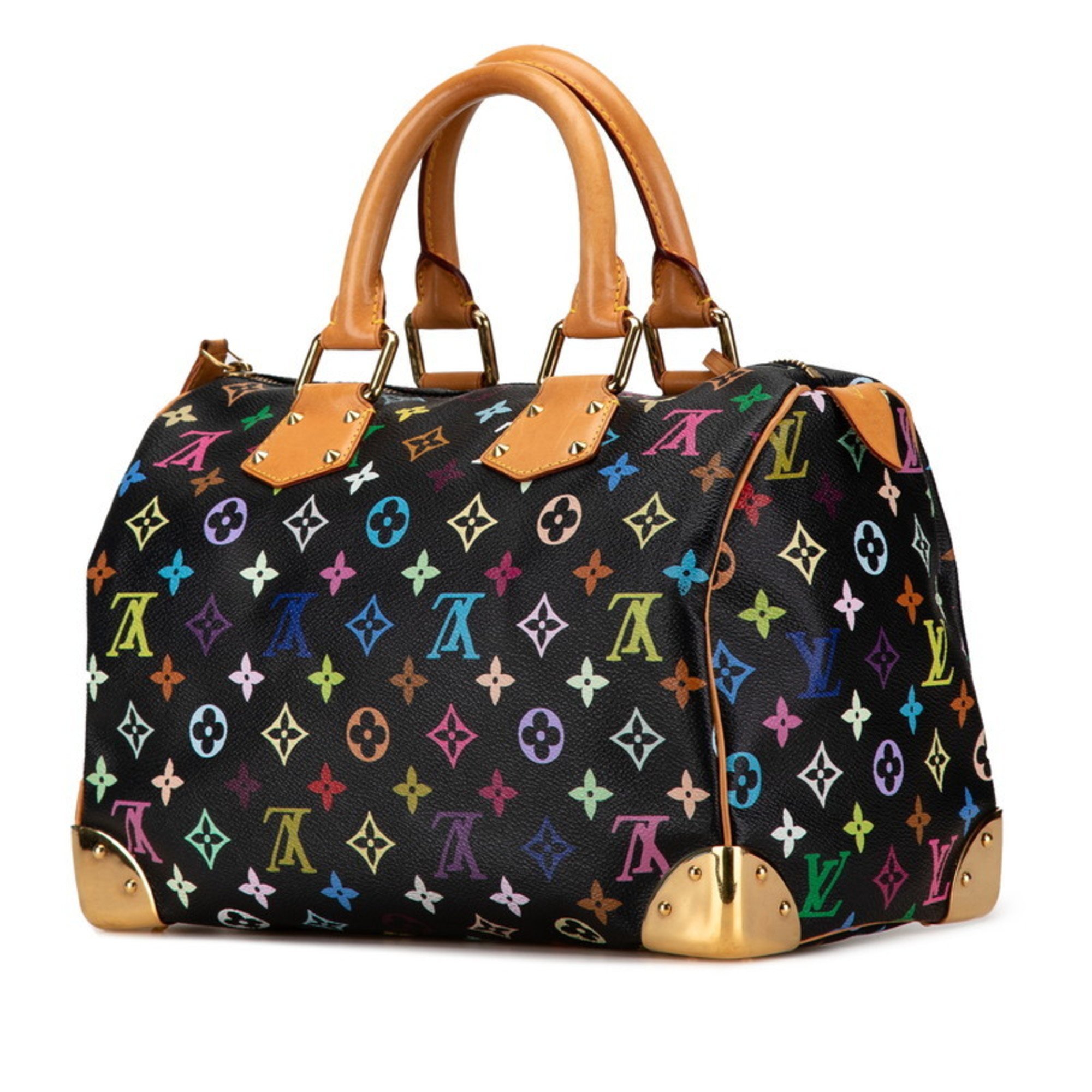 Louis Vuitton Monogram Multicolor Speedy 30 Handbag Boston Bag M92642 Noir Black PVC Leather Women's LOUIS VUITTON