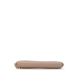 BVLGARI Round Long Wallet Beige Leather Women's