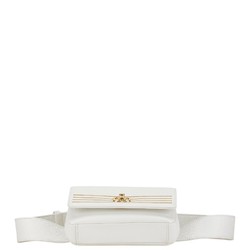 Chanel Coco Mark Captain Gold Waist Bag Body Shoulder White Caviar Skin Women's CHANEL