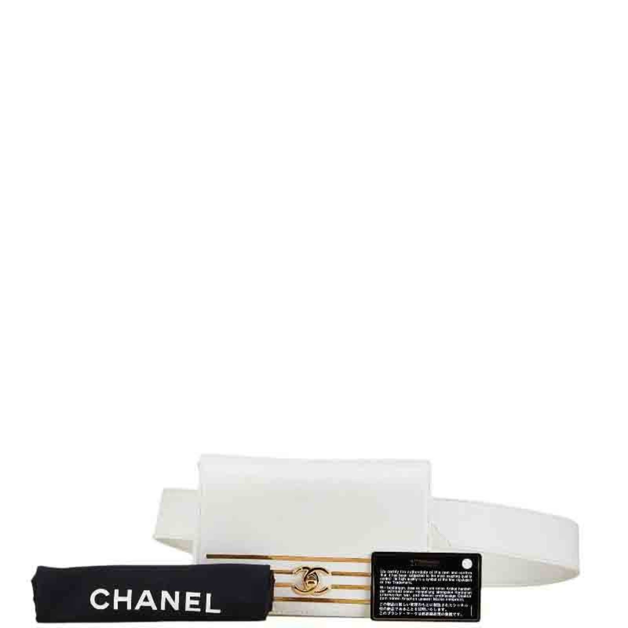 Chanel Coco Mark Captain Gold Waist Bag Body Shoulder White Caviar Skin Women's CHANEL