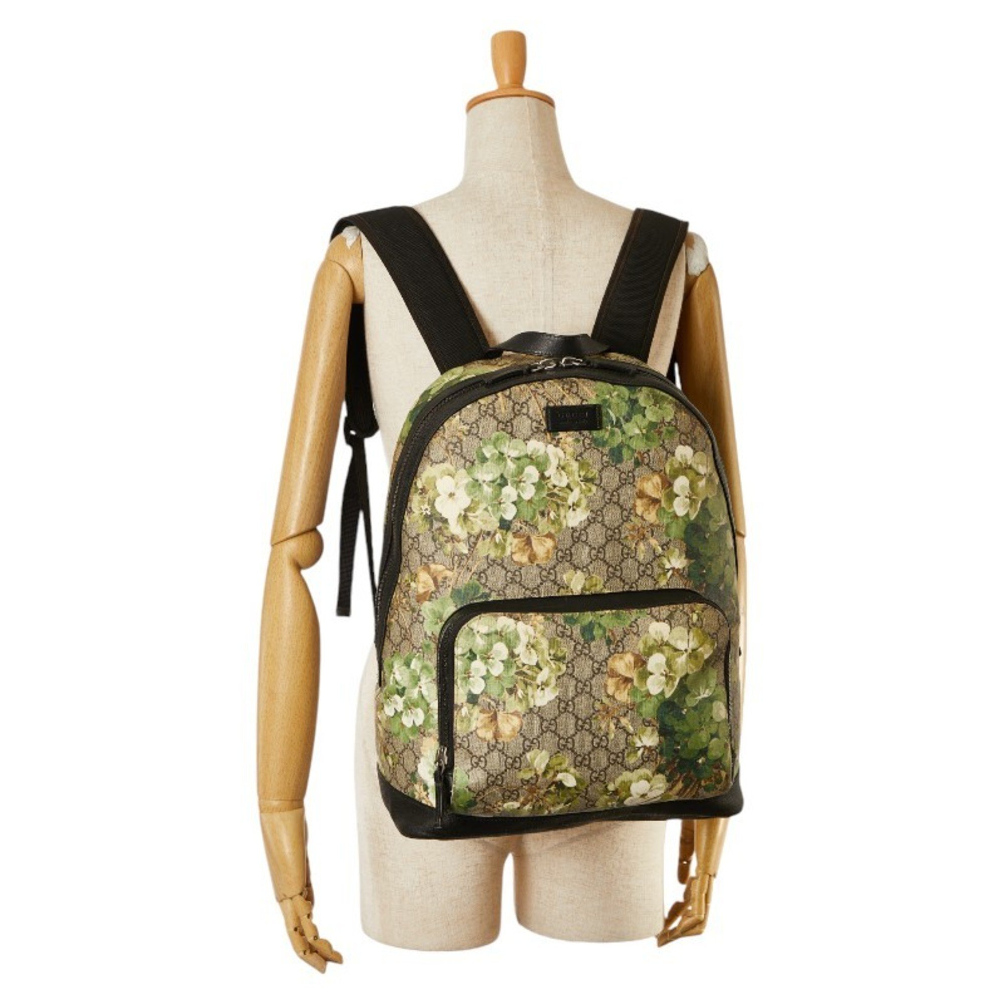 Gucci GG Blooms Supreme Backpack 406370 Beige Multicolor PVC Leather Women's GUCCI