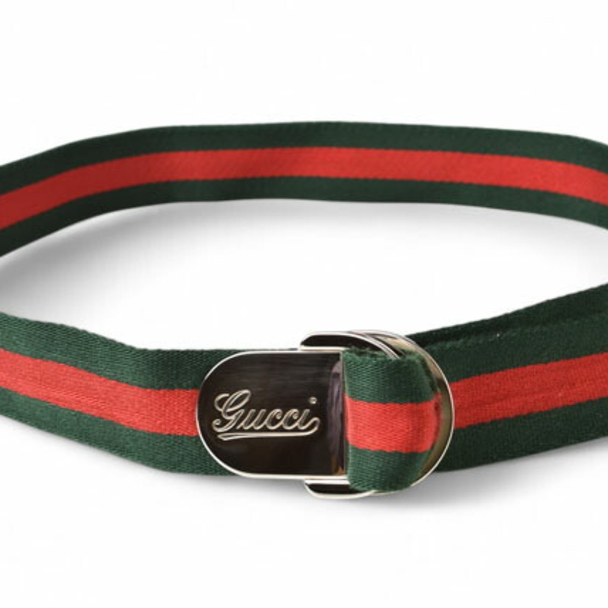 Gucci belt size 95 for men and women GUCCI Sherry line green red 189812 D-ring buckle