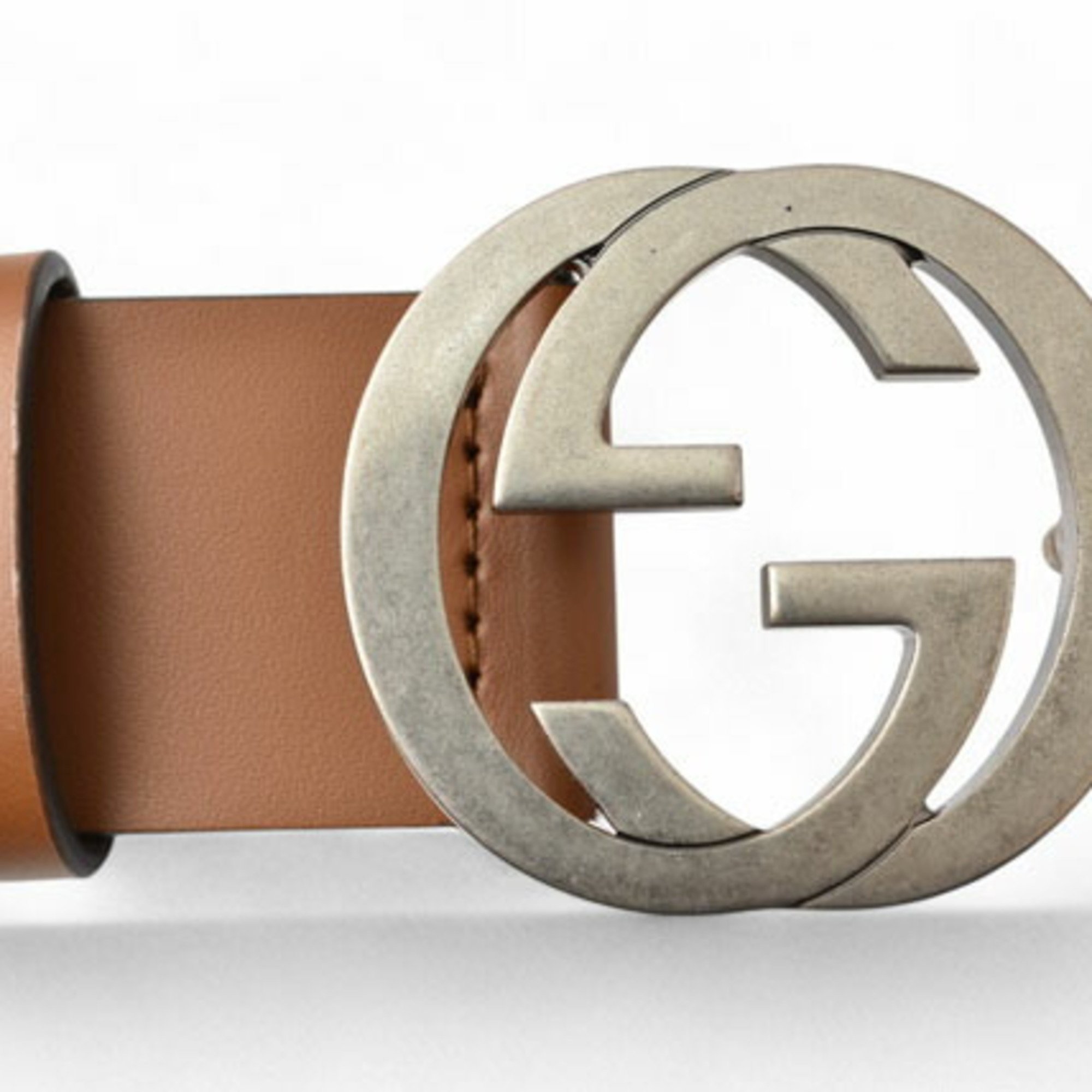 Gucci Belt Size 85 Men's Women's GUCCI Interlocking G Buckle Brown 546389