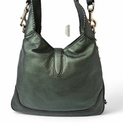 Gucci Bag Shoulder 2way GUCCI New Jackie Leather Dark Green 219725 with Strap