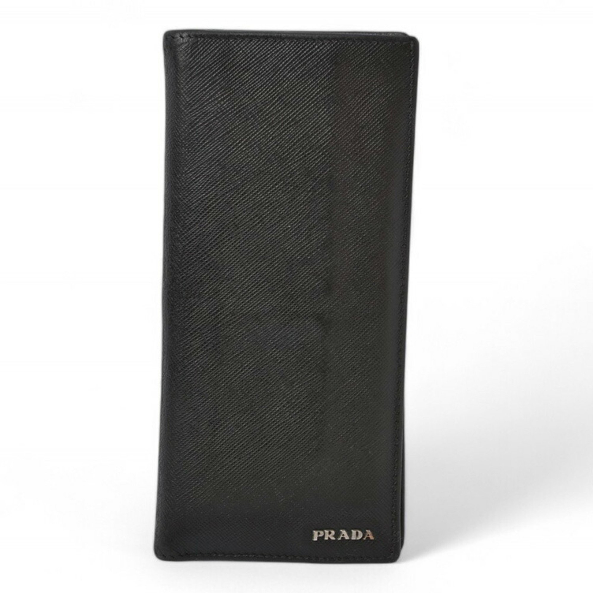 PRADA Men's Long Wallet 2MV836 SAFFIANO Embossed Leather NERO BALTICO Black Navy