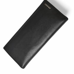 PRADA Men's Long Wallet 2MV836 SAFFIANO Embossed Leather NERO BALTICO Black Navy