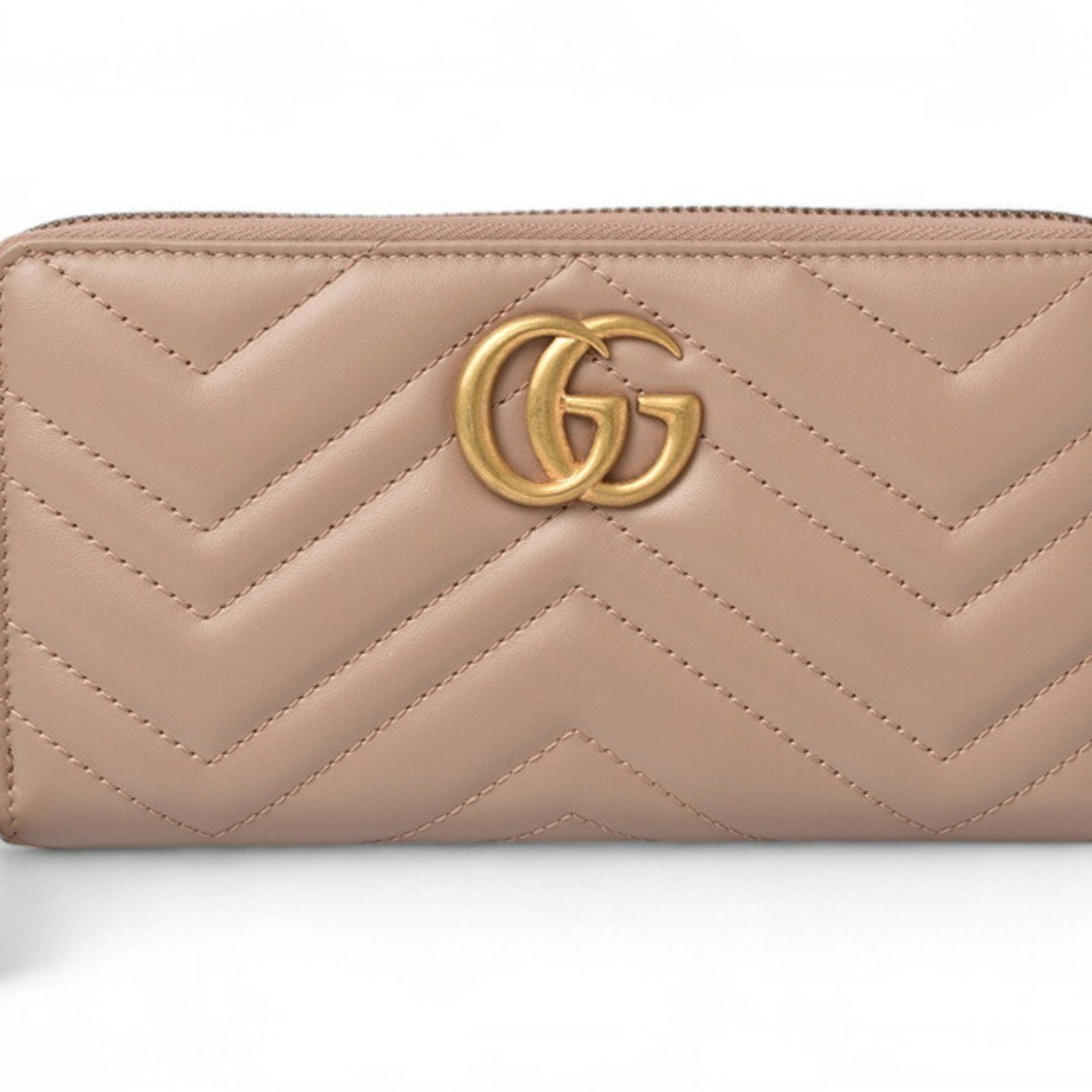 GUCCI Wallet GG Marmont Round Long 443123 Leather Dusty Pink