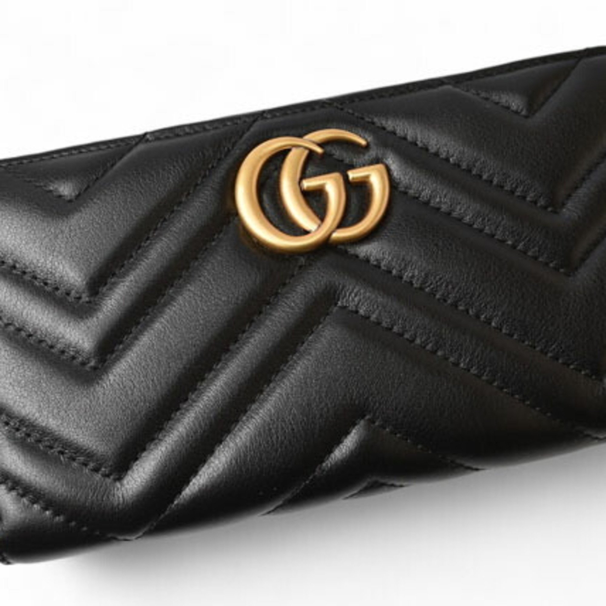 GUCCI Long Wallet GG Marmont Round 443123 Leather Black