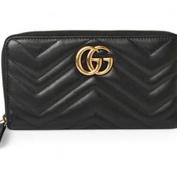 GUCCI Long Wallet GG Marmont Round 443123 Leather Black Outlet