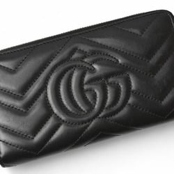 GUCCI Long Wallet GG Marmont Round 443123 Leather Black Outlet