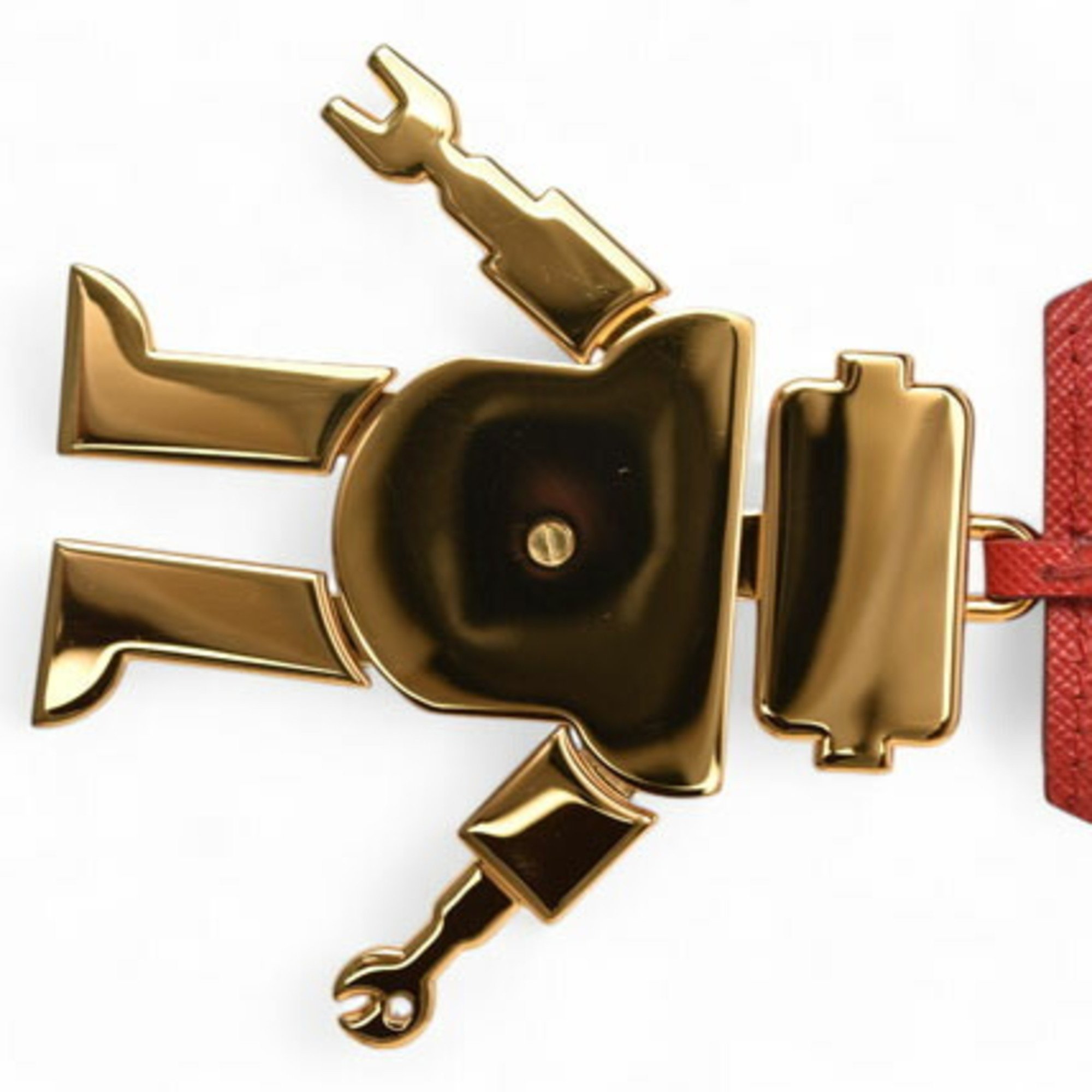 Prada Key Ring Holder PRADA Trick Robot Motif 1TL136 Red Multi Gold