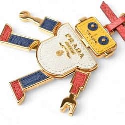 Prada Key Ring Holder PRADA Trick Robot Motif 1TL136 Red Multi Gold