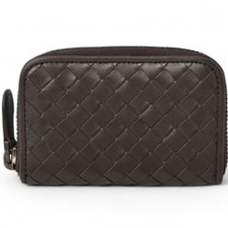 Bottega Veneta Card Case Coin BOTTEGA VENETA Wallet Intrecciato Leather Dark Brown 114075