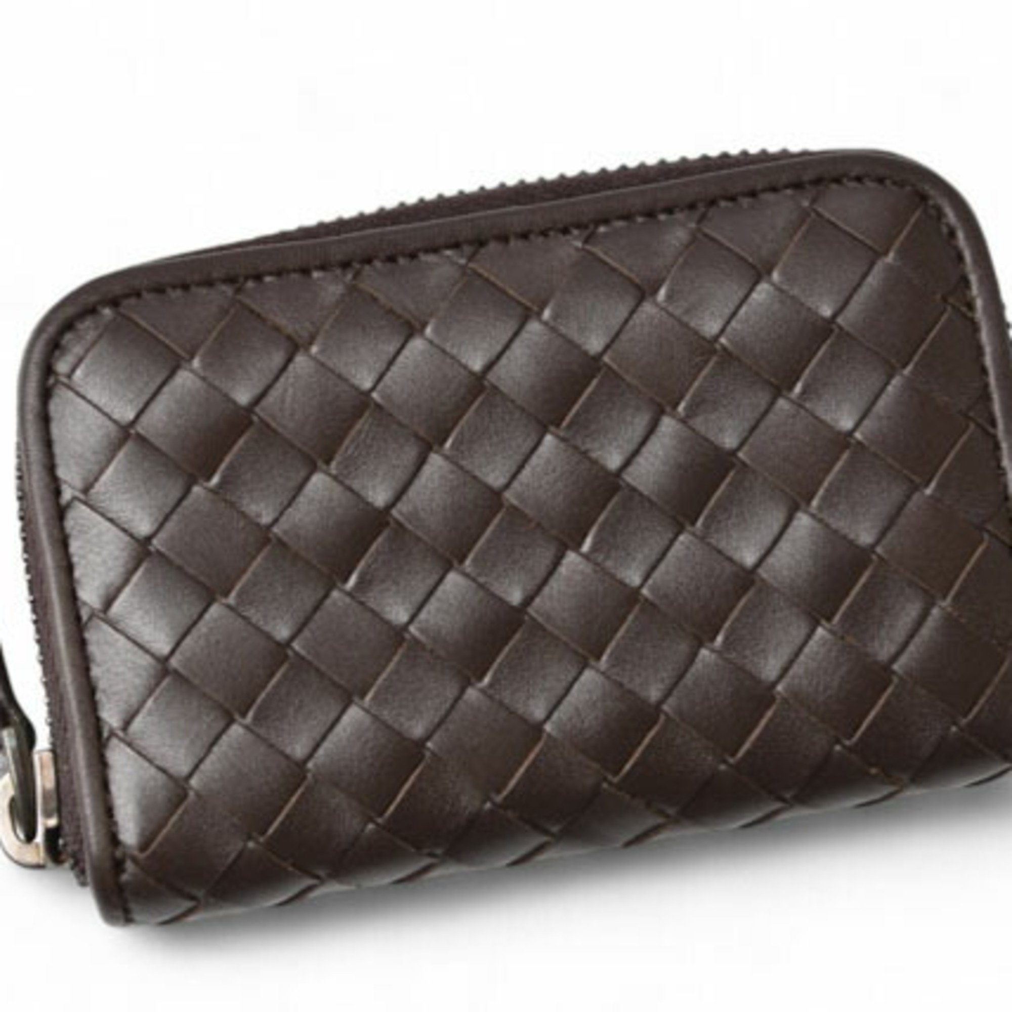 Bottega Veneta Card Case Coin BOTTEGA VENETA Wallet Intrecciato Leather Dark Brown 114075