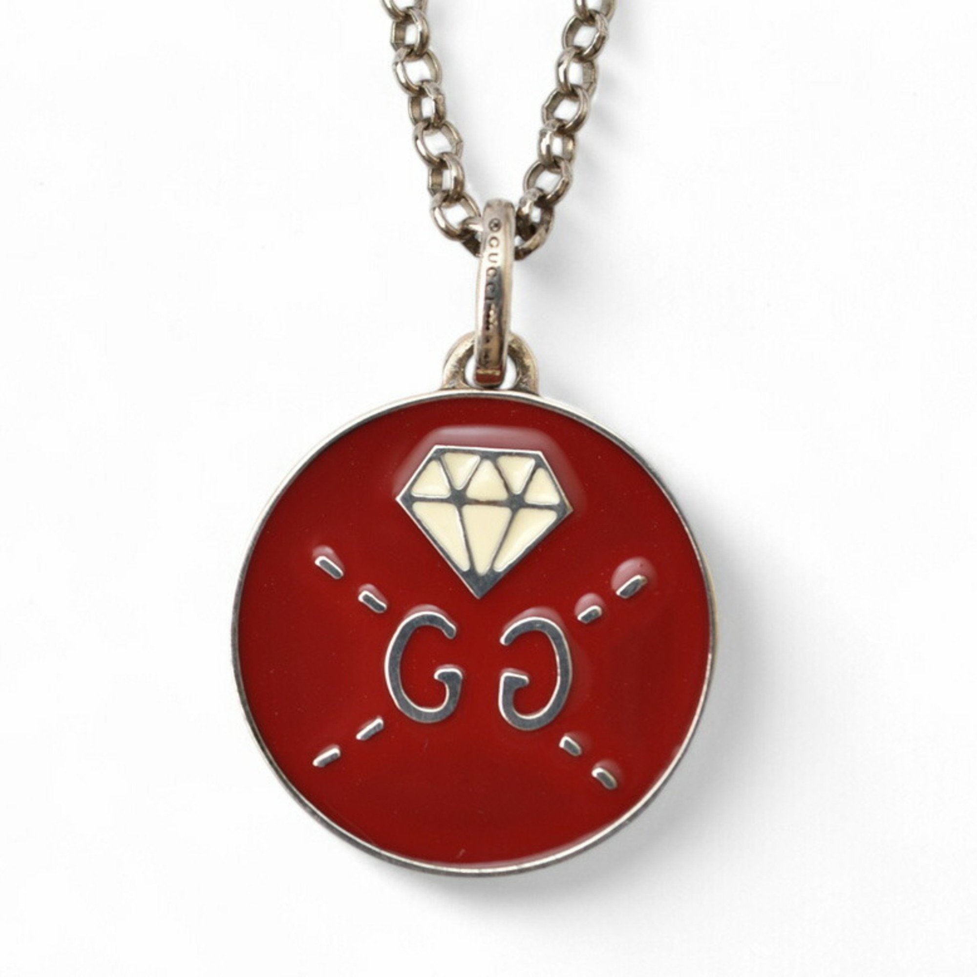 GUCCI Pendant Necklace Ghost Red White Silver 459358 J89L0 8519 GG SV925