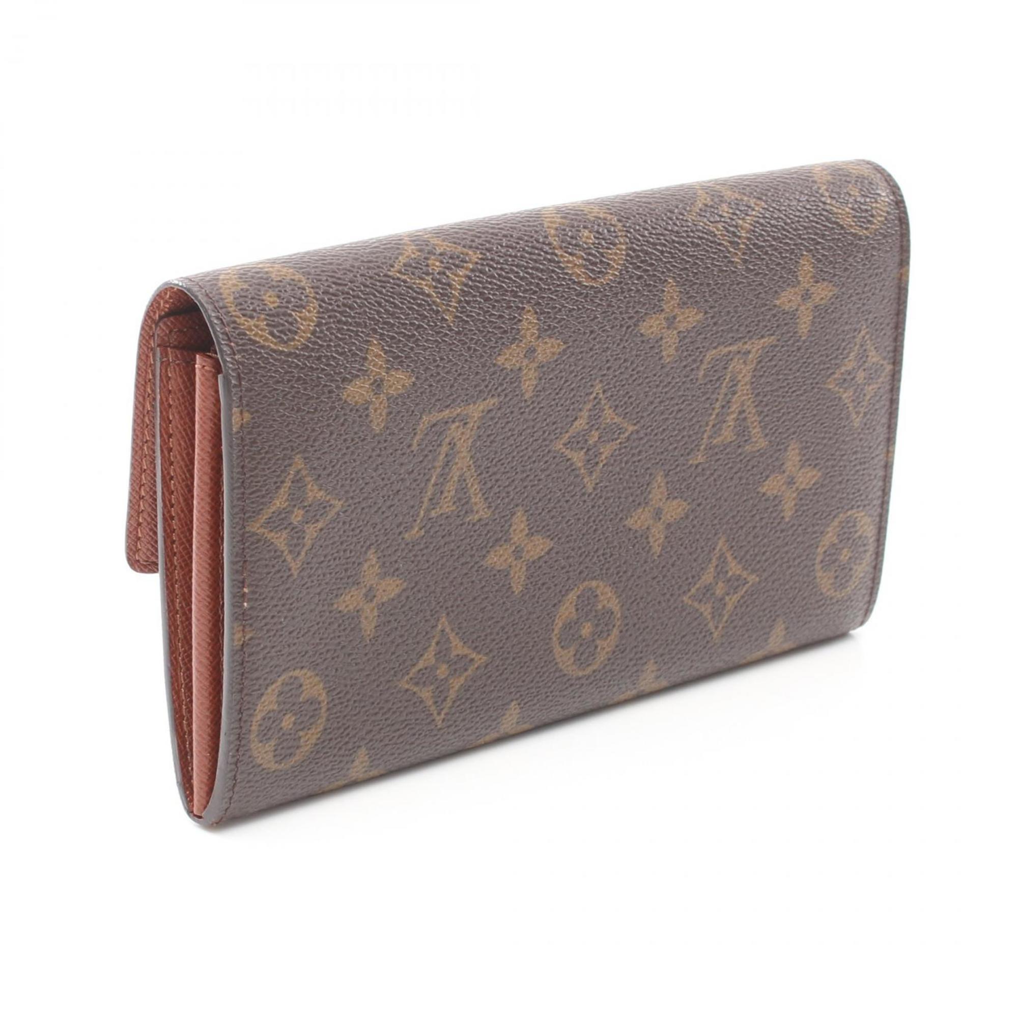 Louis Vuitton LOUIS VUITTON Pochette Porto Monnaie Credit Monogram Bi-fold Long Wallet Coated Canvas Leather Women's Brown M61725