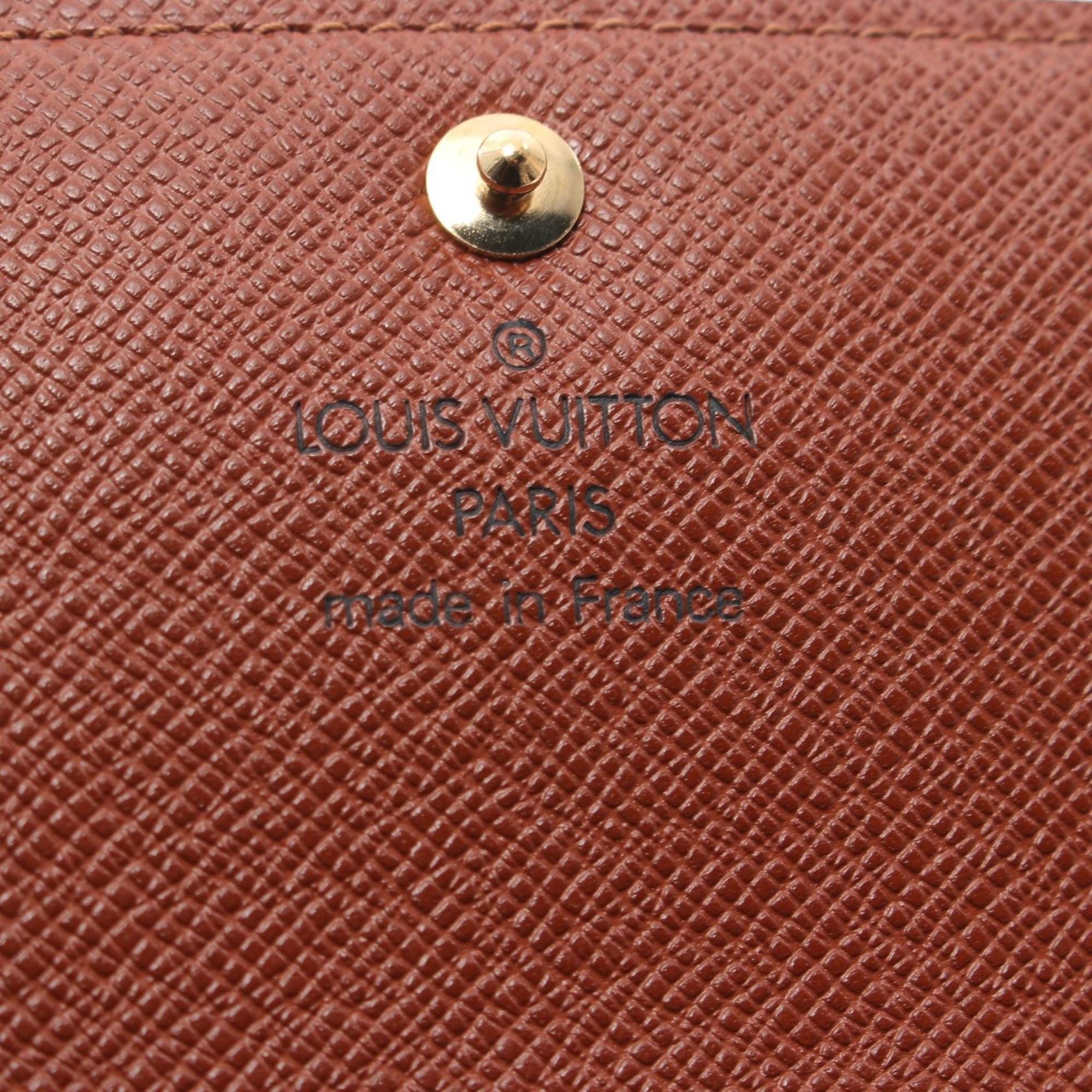 Louis Vuitton LOUIS VUITTON Pochette Porto Monnaie Credit Monogram Bi-fold Long Wallet Coated Canvas Leather Women's Brown M61725