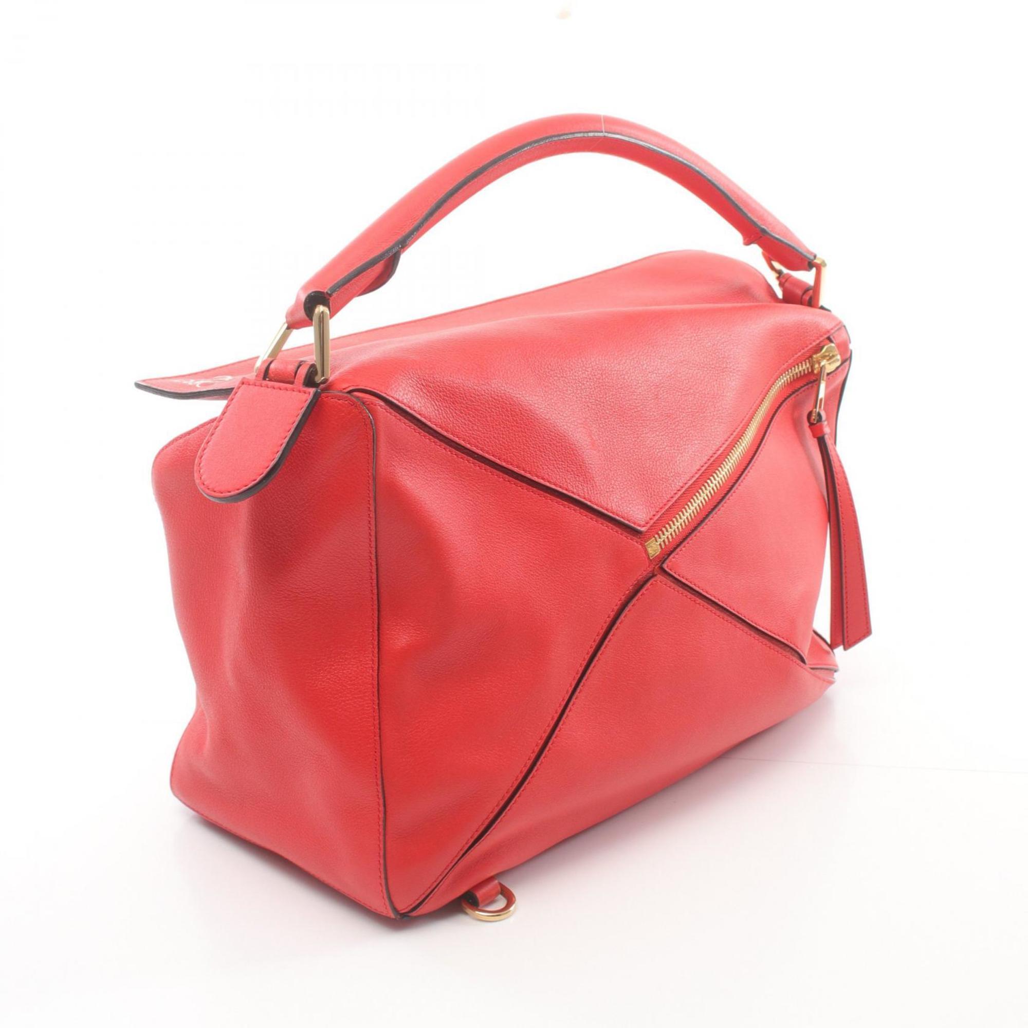 LOEWE PUZZLE Large Handbag Bag Leather Women's Red 322.30.K73