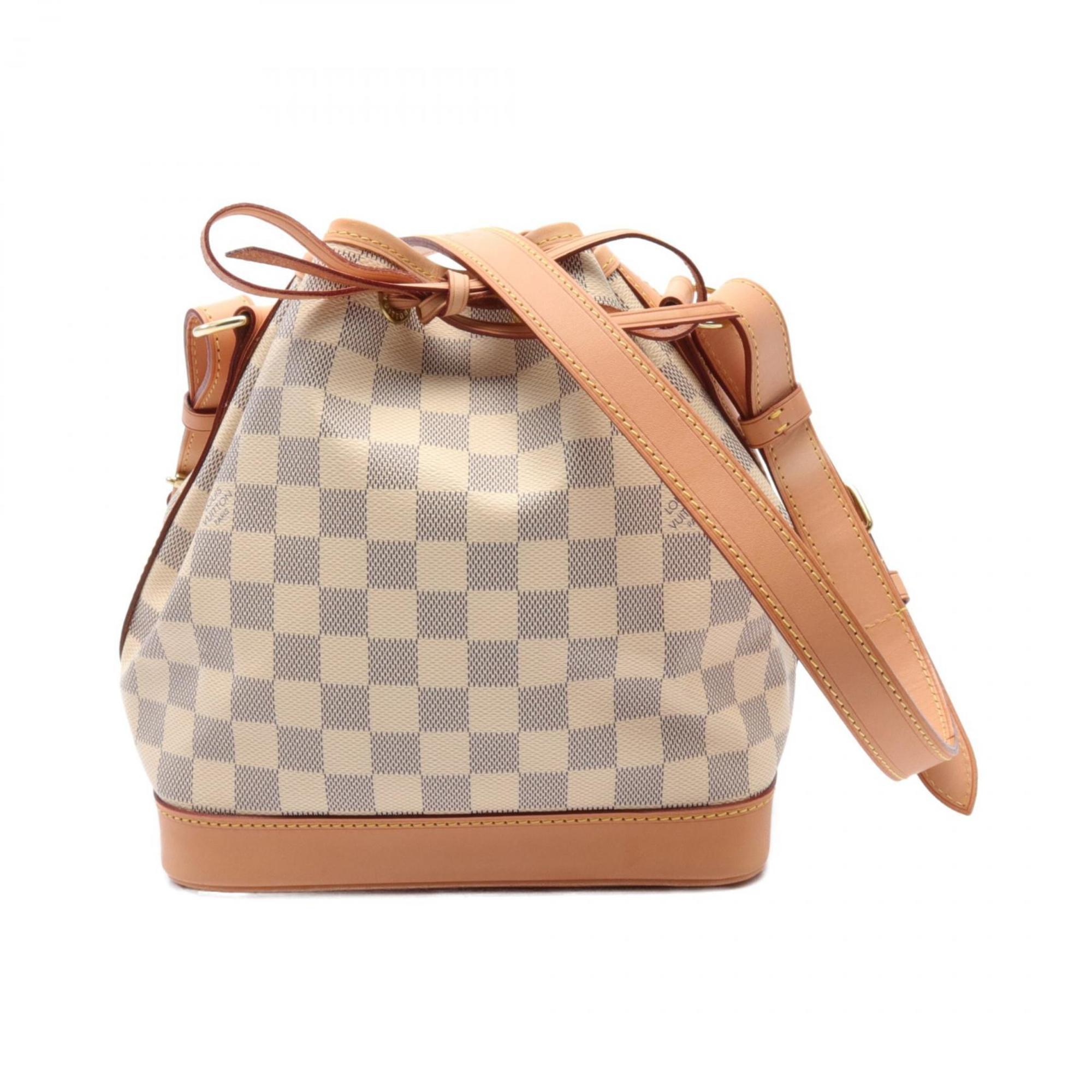 Louis Vuitton Noe BB Damier Azur Shoulder Bag, Coated Canvas, Leather, Women's, White, N40594