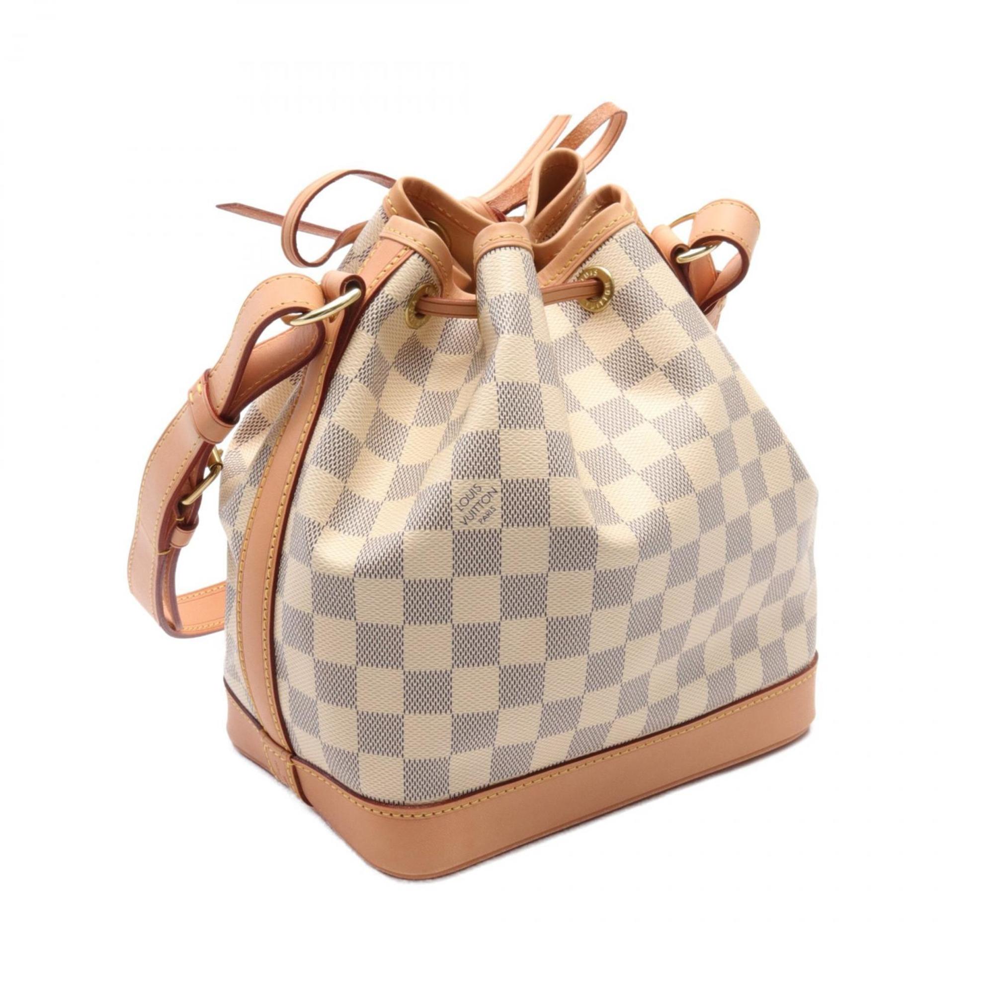 Louis Vuitton Noe BB Damier Azur Shoulder Bag, Coated Canvas, Leather, Women's, White, N40594