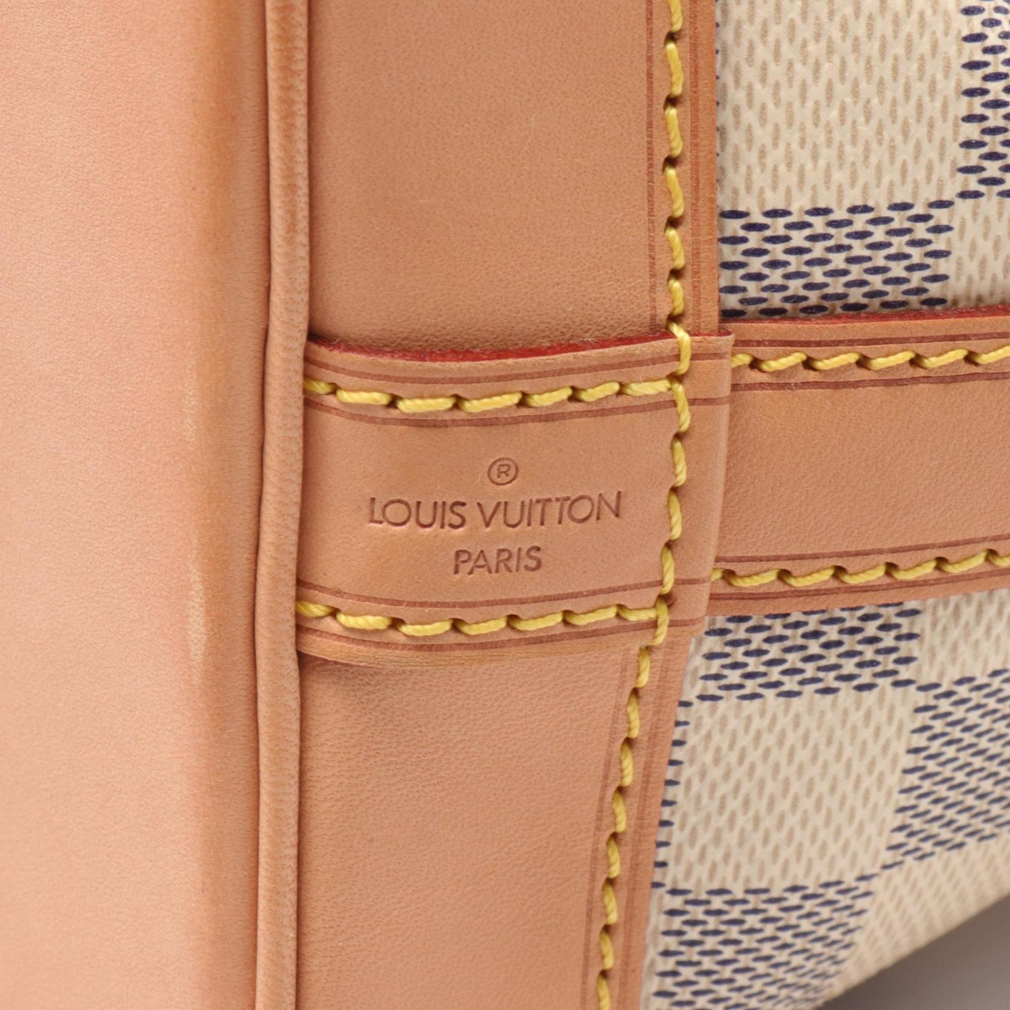 Louis Vuitton Noe BB Damier Azur Shoulder Bag, Coated Canvas, Leather, Women's, White, N40594