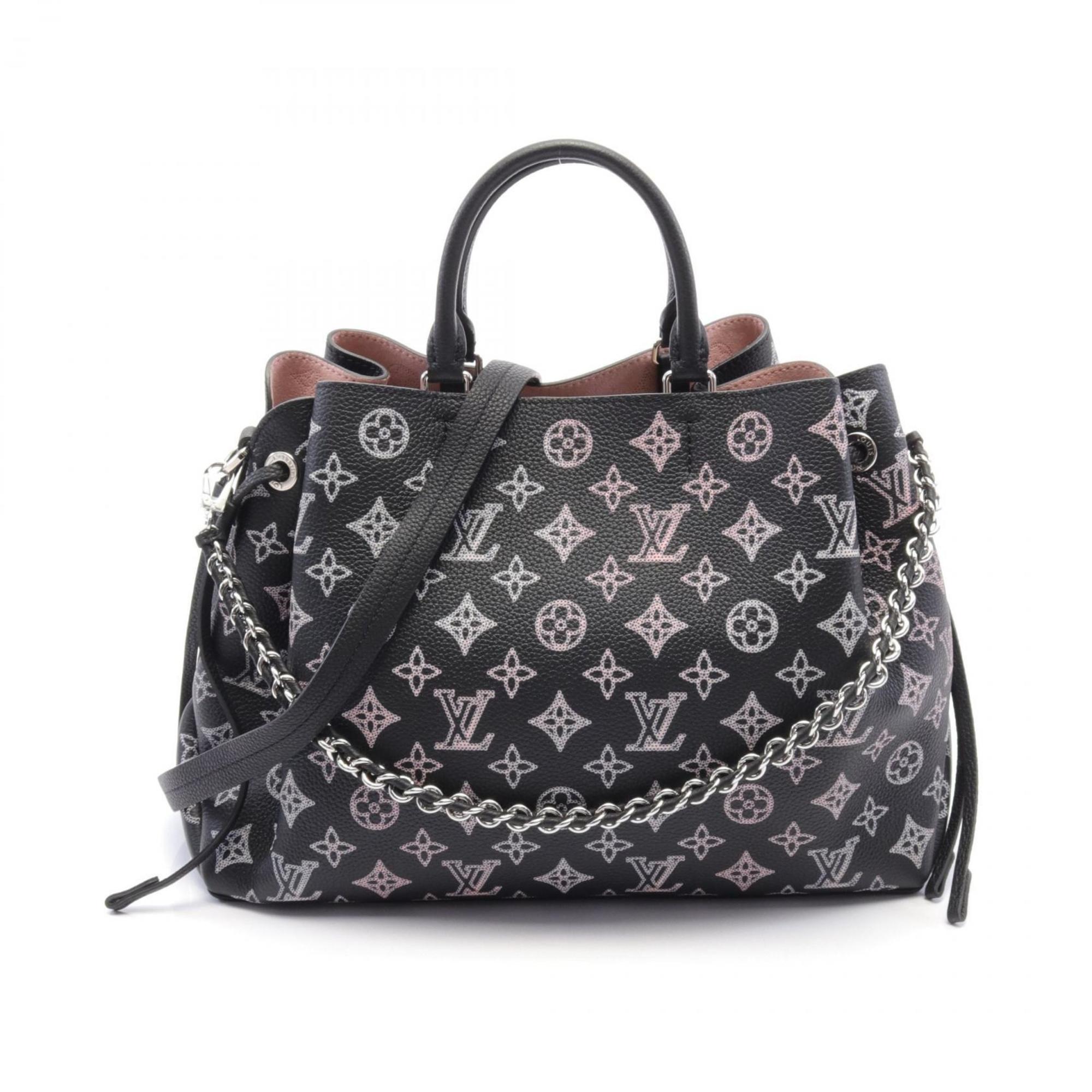 LOUIS VUITTON Bella Tote Monogram Mahina Noir Handbag Bag Leather Women's Black Pink M21107