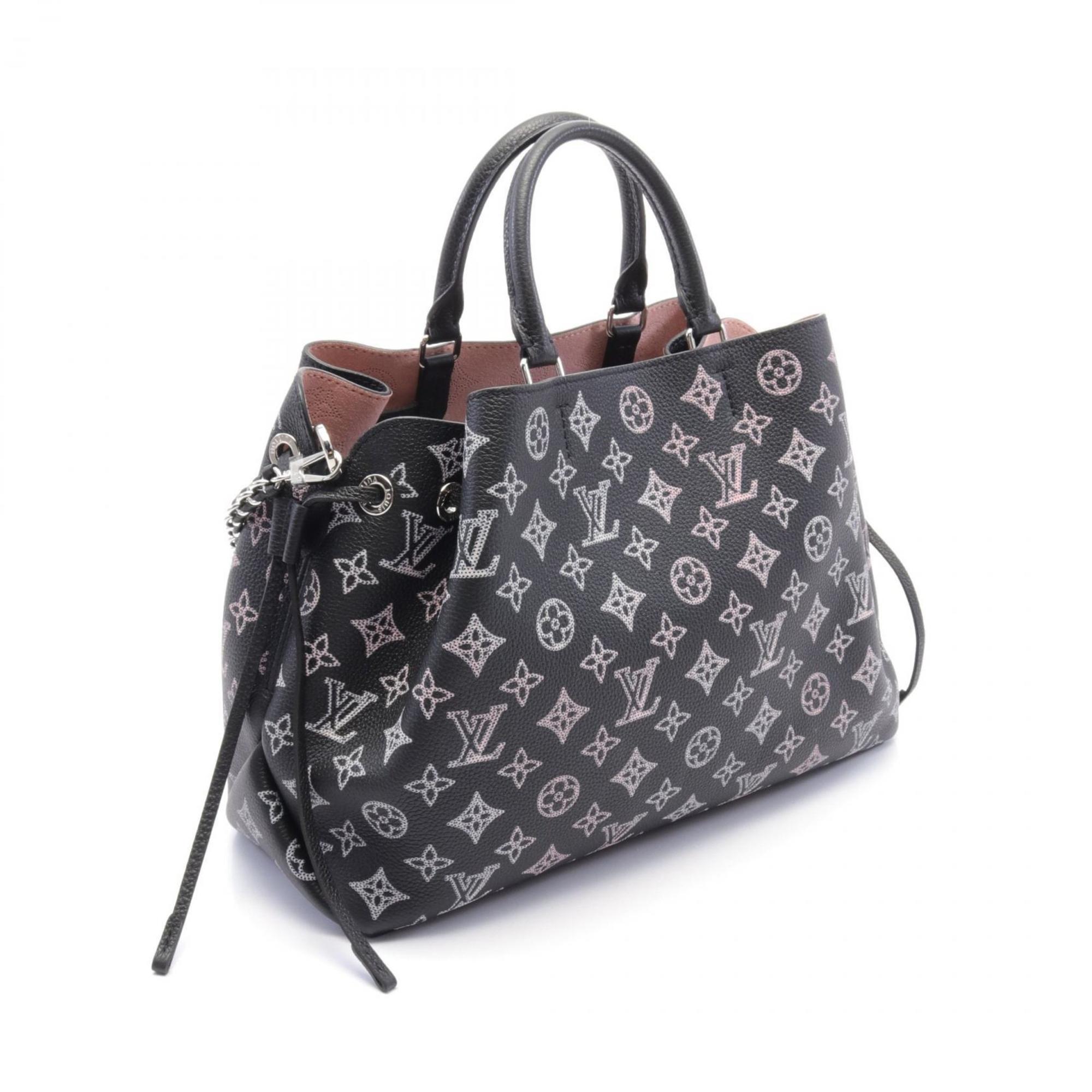 LOUIS VUITTON Bella Tote Monogram Mahina Noir Handbag Bag Leather Women's Black Pink M21107