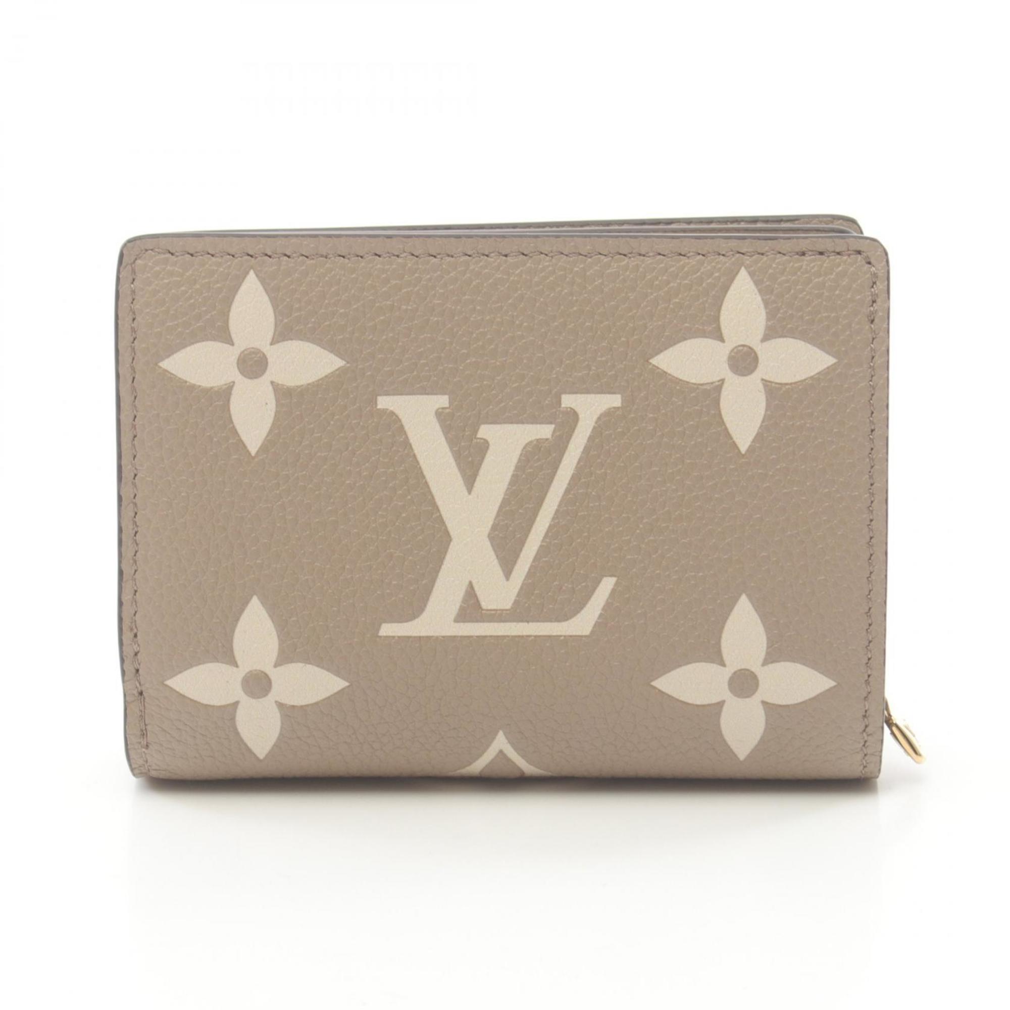 Louis Vuitton LOUIS VUITTON Portefeuille Qu Bicolor Monogram Empreinte Tourterelle Crème Bi-fold Wallet Leather Women's Beige White M82370