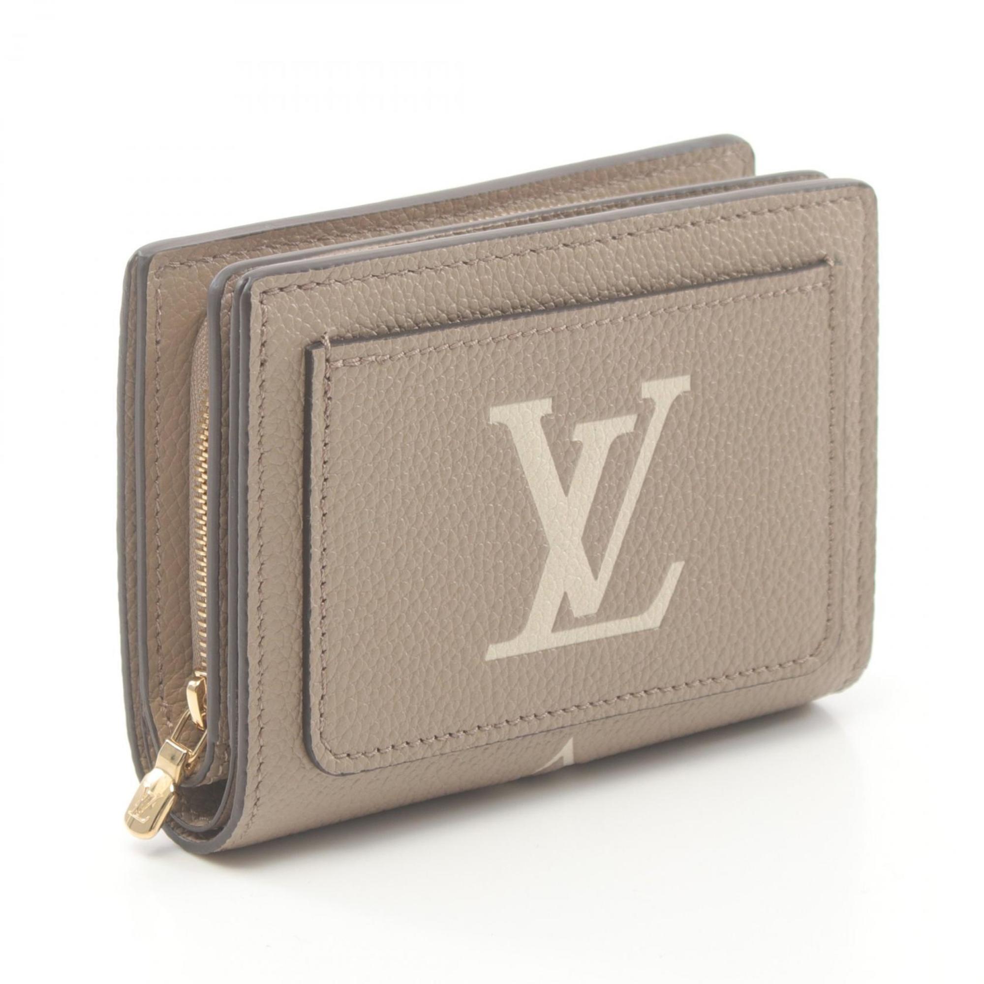 Louis Vuitton LOUIS VUITTON Portefeuille Qu Bicolor Monogram Empreinte Tourterelle Crème Bi-fold Wallet Leather Women's Beige White M82370