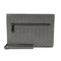 BOTTEGA VENETA Intrecciato Second Bag Clutch Leather Men's Women's Gray 601056