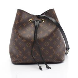 Louis Vuitton NeoNoe Monogram Noir Shoulder Bag Coated Canvas Leather Women's Brown Black M44020