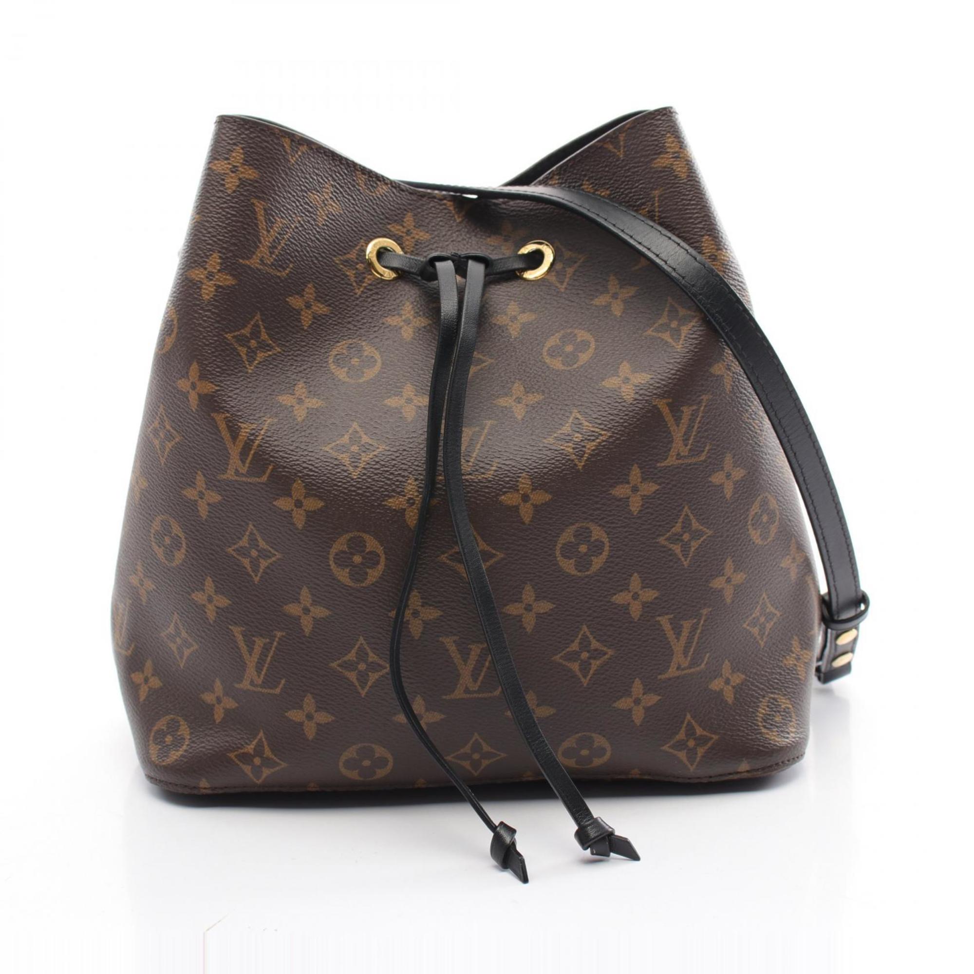 Louis Vuitton NeoNoe Monogram Noir Shoulder Bag Coated Canvas Leather Women's Brown Black M44020