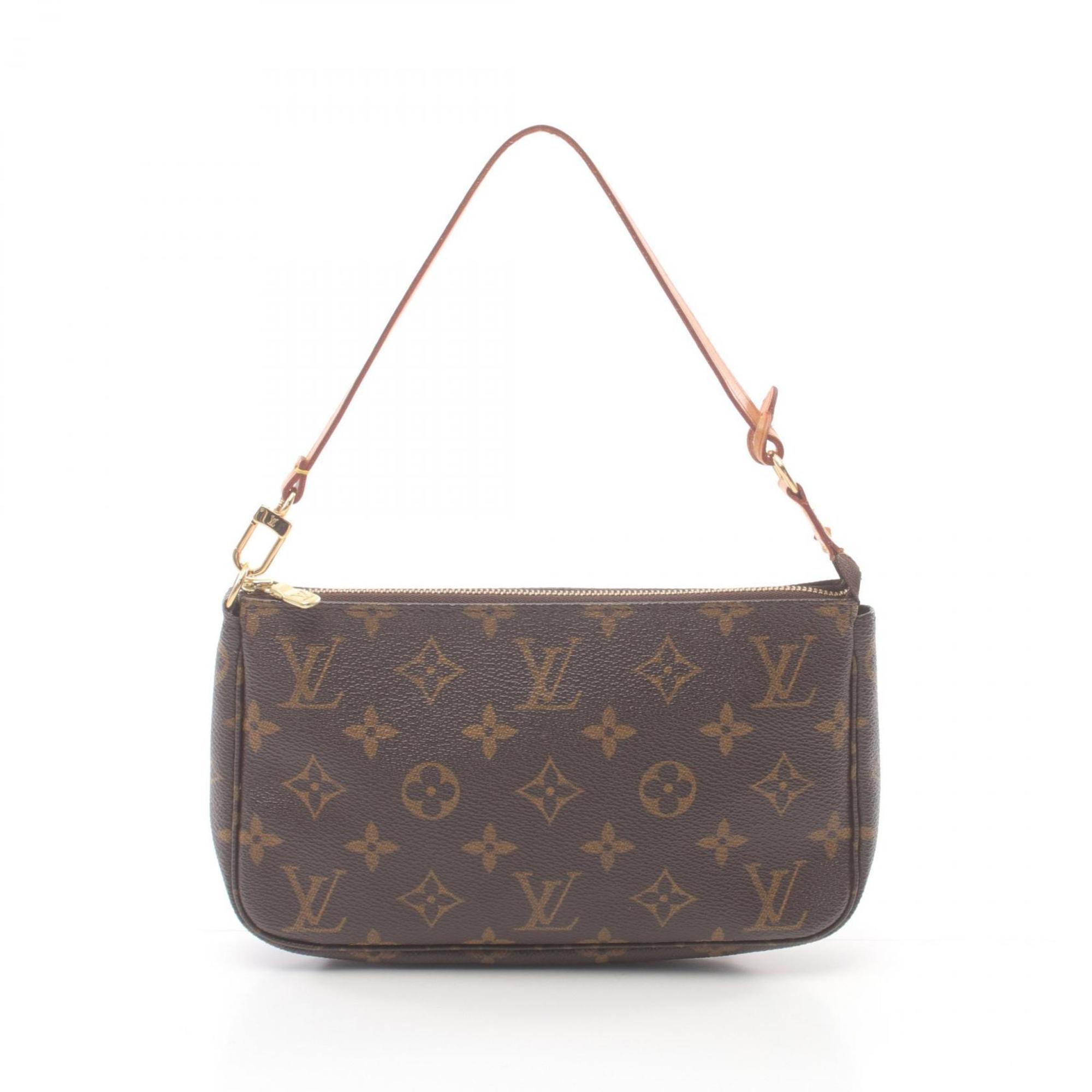 Louis Vuitton LOUIS VUITTON Pochette Accessoires Monogram Handbag Bag Coated Canvas Leather Women's Brown M51980