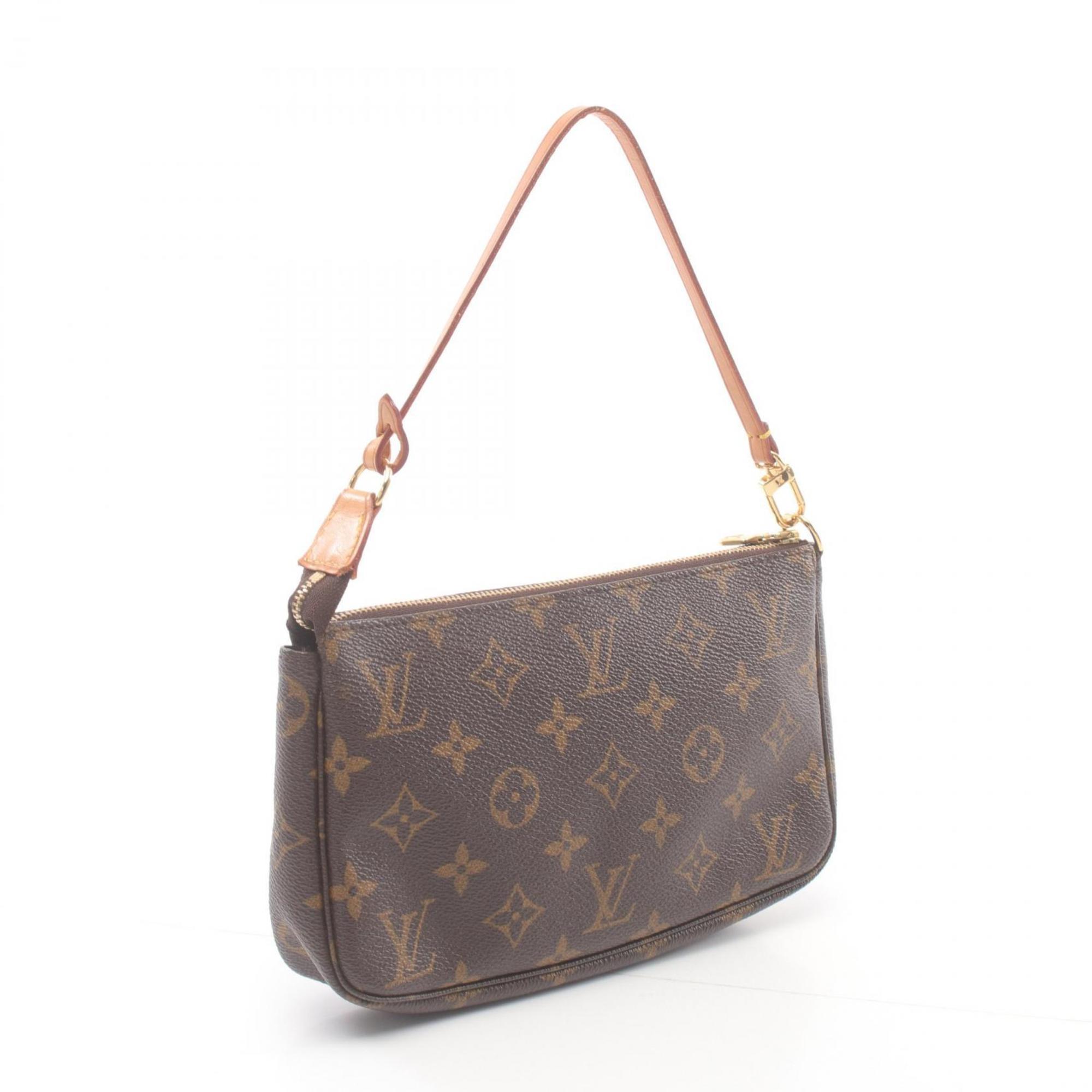 Louis Vuitton LOUIS VUITTON Pochette Accessoires Monogram Handbag Bag Coated Canvas Leather Women's Brown M51980