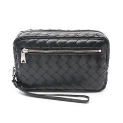 BOTTEGA VENETA Intrecciato Small Wristlet Pouch Second Bag Clutch Leather Men's Black 795253V2HL18803