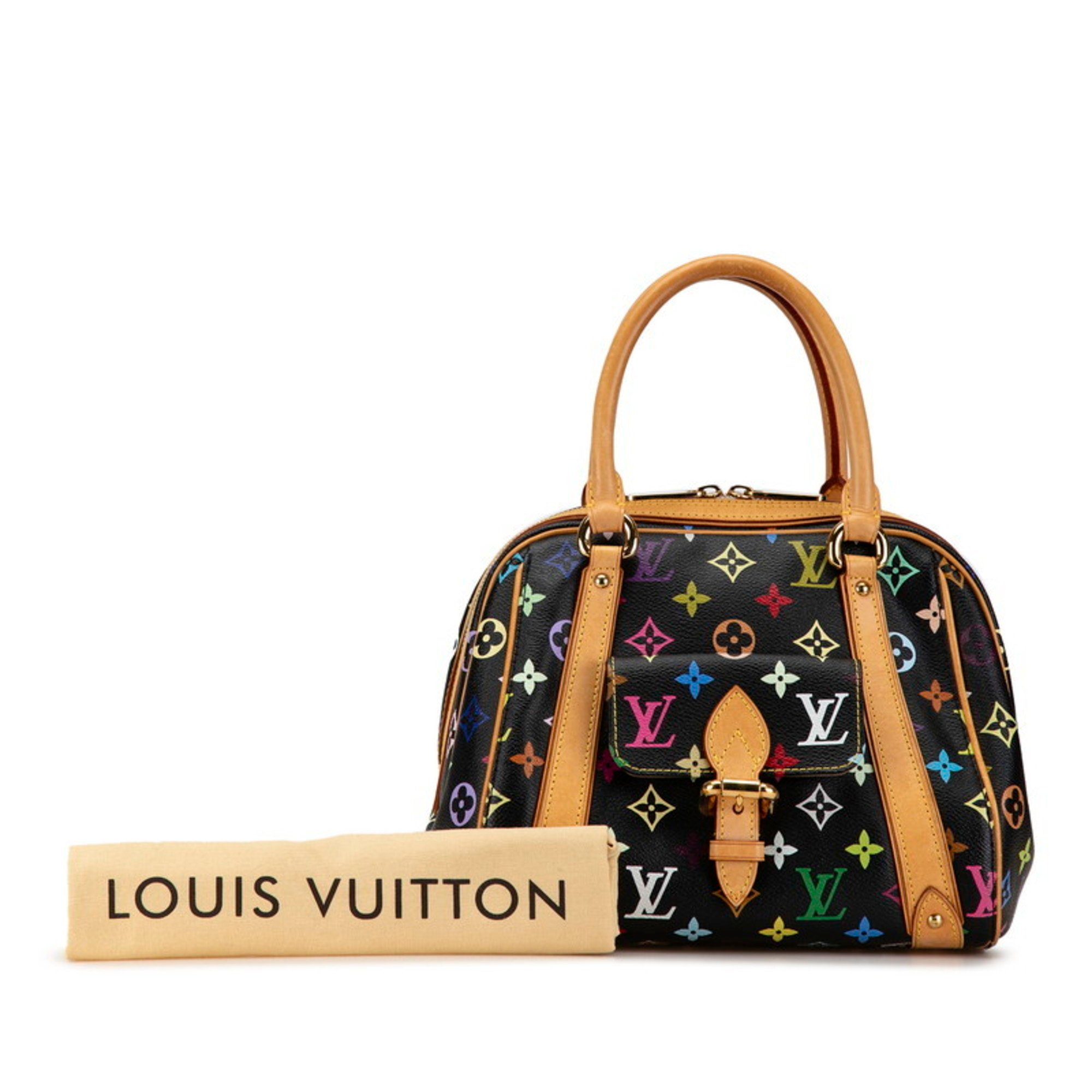 Louis Vuitton Monogram Multicolor Priscilla Handbag M40097 Noir Black PVC Leather Women's LOUIS VUITTON