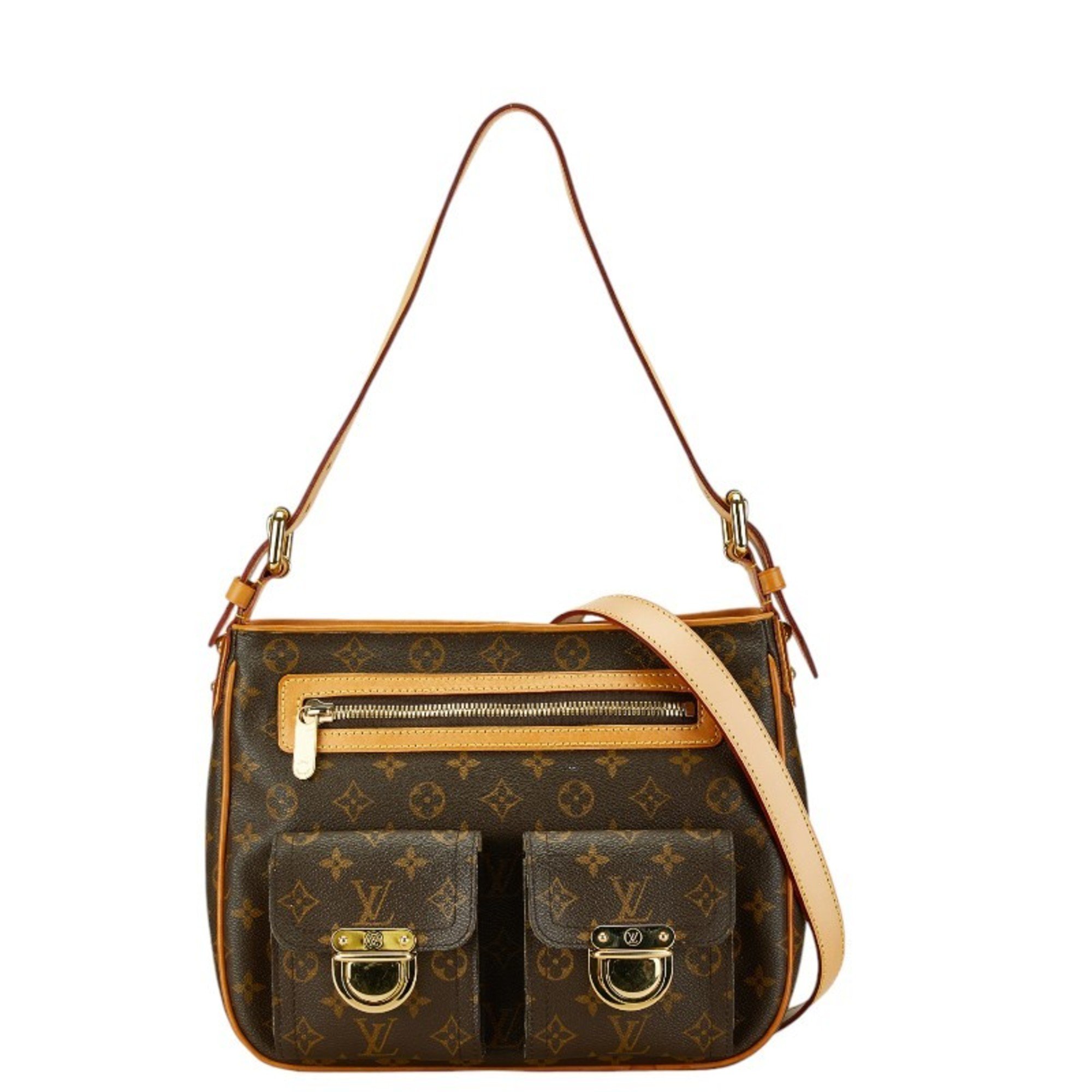 Louis Vuitton Monogram Hudson GM Handbag Shoulder Bag M40045 Brown PVC Leather Women's LOUIS VUITTON