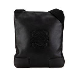 LOEWE Anagram Shoulder Bag Black Leather Women's