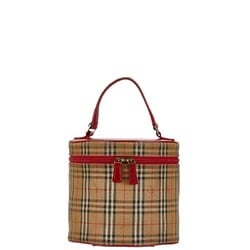 Burberry Nova Check Vanity Bag Beige Red Canvas Leather Women's BURBERRY