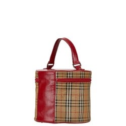 Burberry Nova Check Vanity Bag Beige Red Canvas Leather Women's BURBERRY